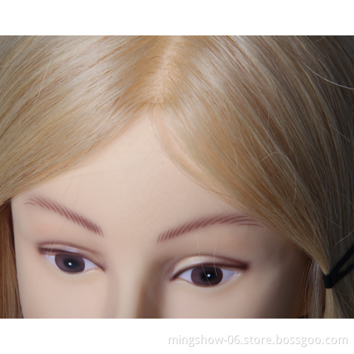 mannequin  head with real hair for hair styling,blond color female training head